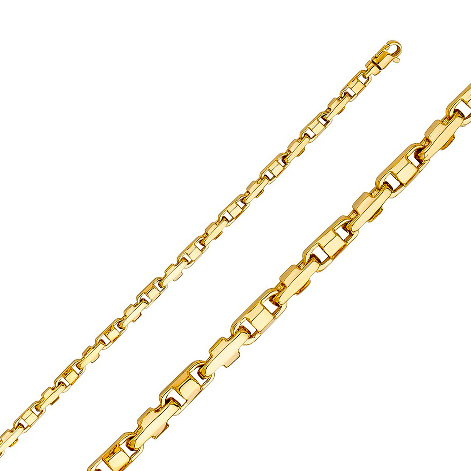 14k Yellow Gold Modern Hand Made Bracelet 4.2mm 9 Inches